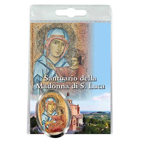 Calamita Madonna di San Luca in metallo nichelato con preghiera in italiano
