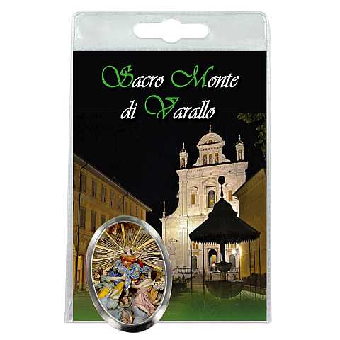 Calamita Sacro Monte di Varallo in metallo nichelato con preghiera in italiano
