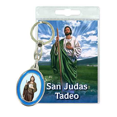 Portachiavi doppio San Giuda Taddeo con preghiera in spagnolo