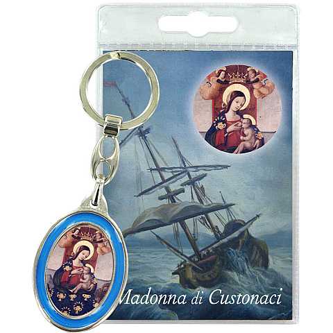 Portachiavi Madonna di Custonaci in blister con preghiera in italiano