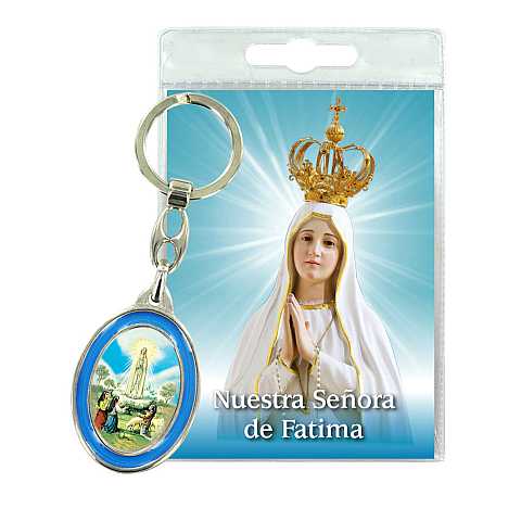 Portachiavi Madonna di Fatima con preghiera in spagnolo