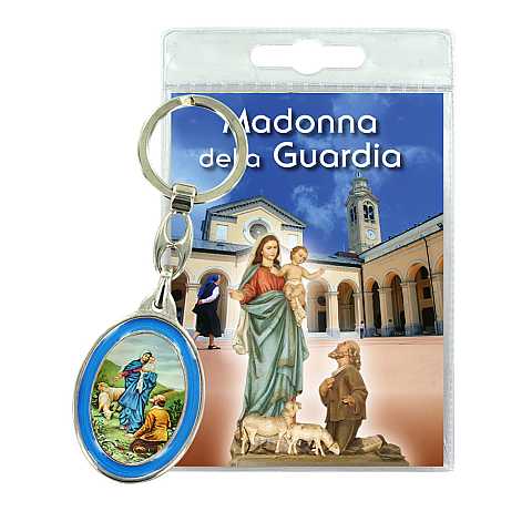 Portachiavi doppio Madonna della Guardia (Genova) con preghiera in italiano