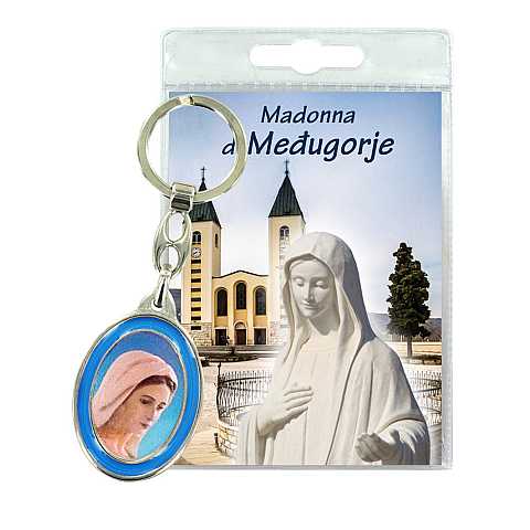 Portachiavi Madonna di Medjugorje con preghiera in italiano