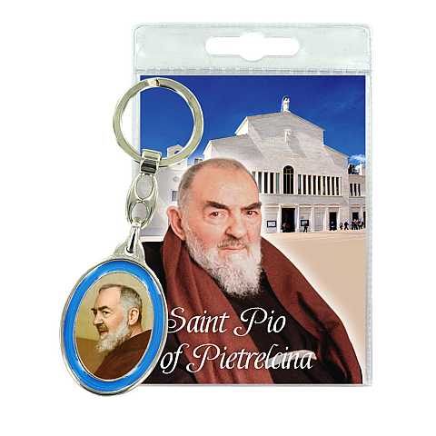 Portachiavi doppio San Pio da Pietrelcina con preghiera in inglese