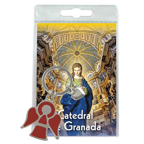 Portachiavi angelo Cattedrale di Granada con preghiera in spagnolo