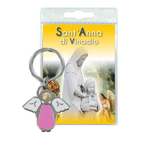 Portachiavi angelo Sant'Anna con preghiera in italiano