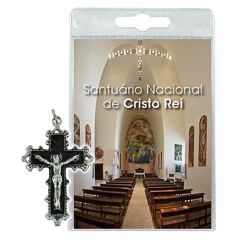 Blister B Santuario Cristo Rei con croce metallo cm 4,8 - portoghese