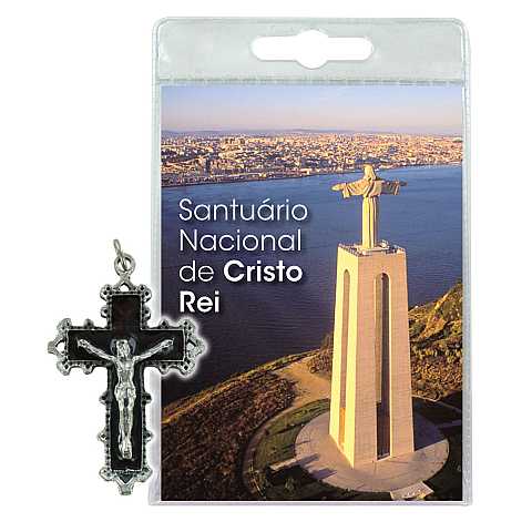 Blister C Santuario Cristo Rei con croce metallo cm 4,8 - portoghese