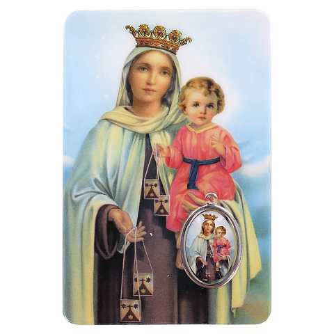 Card Madonna del Carmelo in PVC - 5,5 x 8,5 cm - inglese