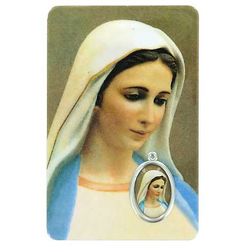 Card Madonna di Megjugorje in PVC - 5,5 x 8,5 cm - italiano