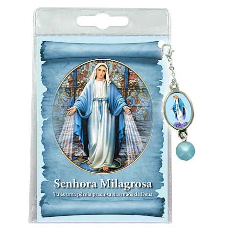 Blister con ciondolo medaglia e perla Madonna Miracolosa - portoghese