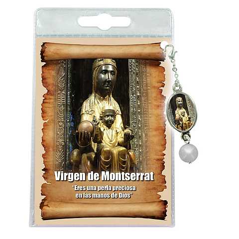 Blister con ciondolo medaglia e perla Madonna di Montserrat - spagnolo