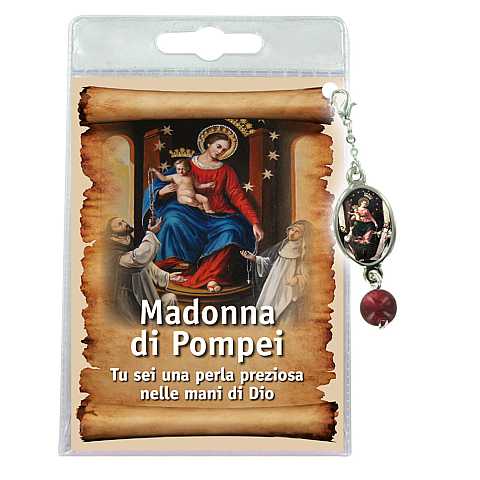Blister con ciondolo medaglia e perla Madonna di Pompei - italiano