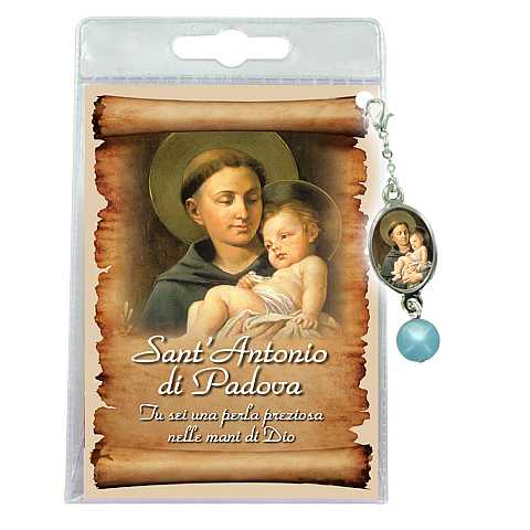 Blister con ciondolo medaglia e perla Sant Antonio di Padova - italiano