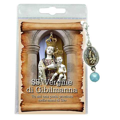 Blister con ciondolo medaglia e perla Madonna di Gibilmanna - italiano