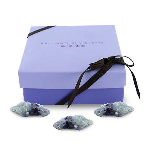 Scatola Regalo Con 4 Violette Cristallizzate, ''Brillanti Di Violette''