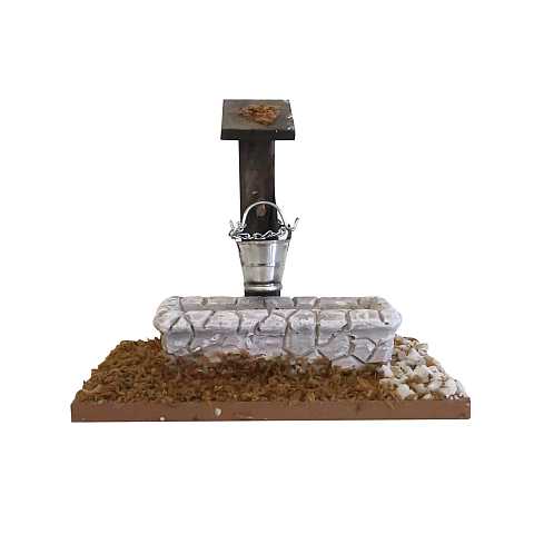 Abbeveratoio in Miniatura per Presepe con Secchio, Gesso / Legno, Multicolore, 12 x 8 x 10 Centimetri