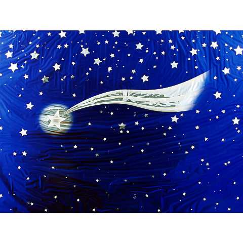 Cielo Metallizzato con Cometa, Carta Sfondo per Presepe, 100 x 70 Centimetri