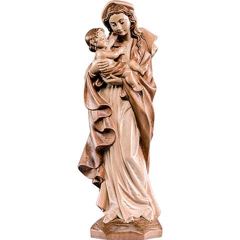 Statua della Madonna Germania da 25 cm in legno con mordente in 3 toni di marrone - Demetz Deur