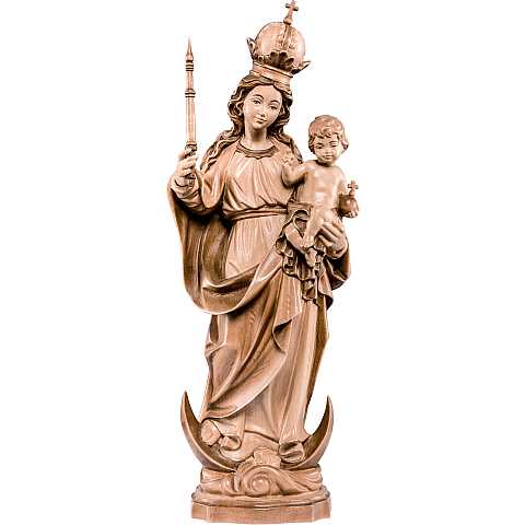 Statua della Madonna Bavarese da 15 cm in legno con mordente in 3 toni di marrone - Demetz Deur