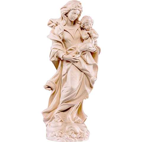 Statua della Madonna con le rose da 30 cm in legno naturale - Demetz Deur