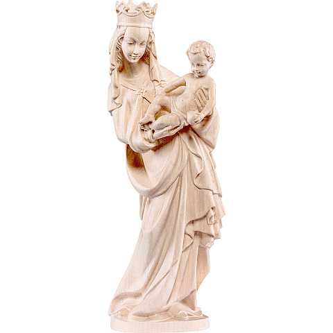 Statua della Madonna di Salisburgo in legno naturale, linea da 27 cm, Madonne Gotiche - Demetz Deur