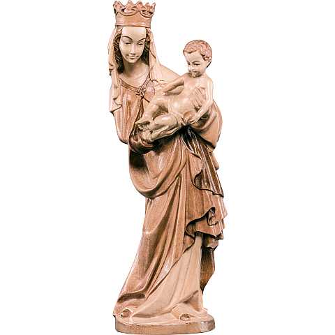 Statua della Madonna di Salisburgo in legno, 3 toni di marrone, linea da 27 cm, Madonne Stile Gotico - Demetz Deur