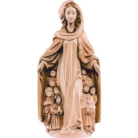 Statua della Madonna della Misericordia in legno di tiglio, 3 toni di marrone, linea da 130 cm, Madonne Gotiche - Demetz Deur