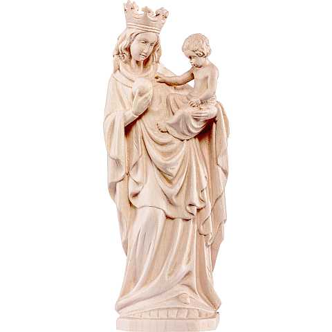 Statua della Madonna di Bressanone in legno naturale, linea da 27 cm, Madonne Gotiche - Demetz Deur