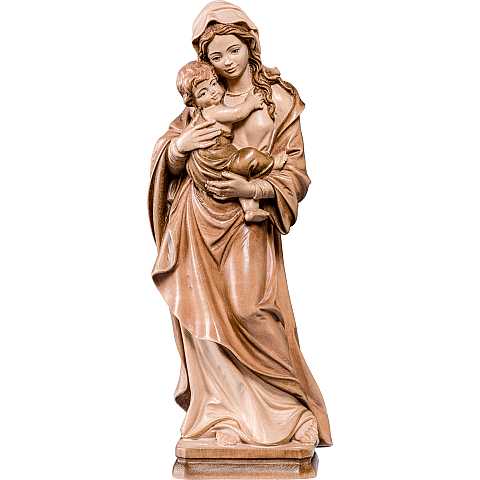 Statua della Madonna Tirolese in legno, 3 toni di marrone, linea da 15 cm - Demetz Deur