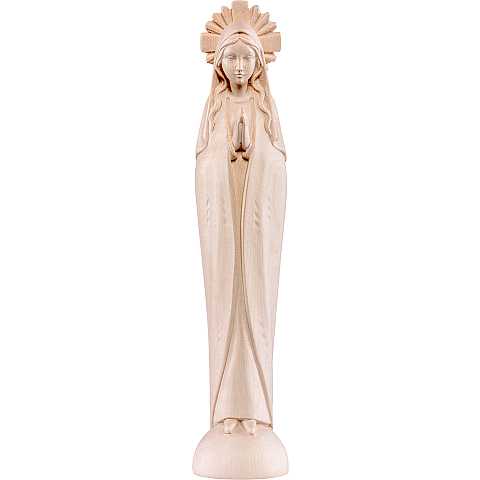 Statua della Madonna stilizzata, linea da 25 cm, in legno naturale - Demetz Deur