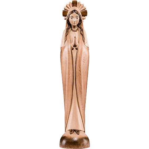 Statua della Madonna stilizzata, linea da 30 cm, in legno, 3 toni di marrone - Demetz Deur