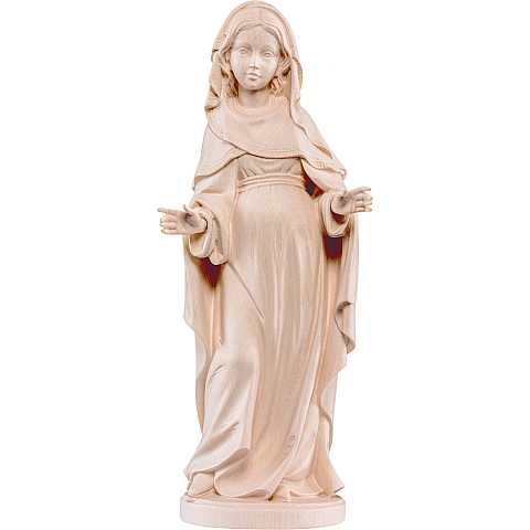 Statua della Madonna incinta in legno naturale, linea da 30 cm - Demetz Deur