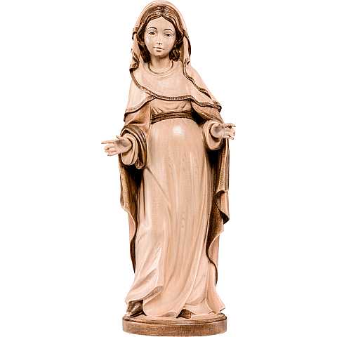 Statua della Madonna incinta in legno, 3 toni di marrone, linea da 15 cm - Demetz Deur