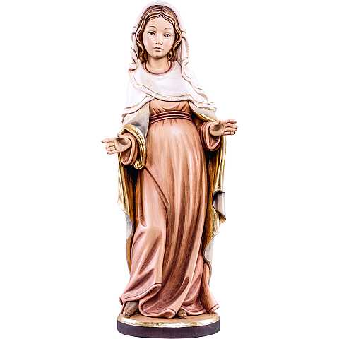 Statua della Madonna incinta in legno di tiglio dipinto a mano, linea da 60 cm - Demetz Deur