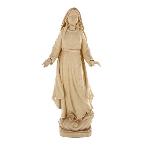 Statua della Madonna delle Grazie in legno naturale, linea da 30 cm - Demetz Deur