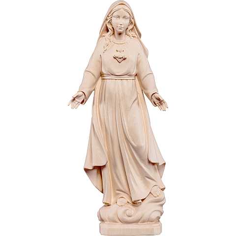 Statua del Cuore Immacolato di Maria, in legno naturale, linea da 30 cm - Demetz Deur