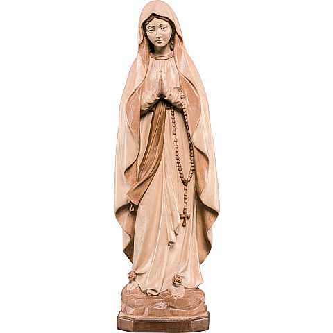 Statua della Madonna di Lourdes in legno, 3 toni di marrone, linea da 20 cm - Demetz Deur