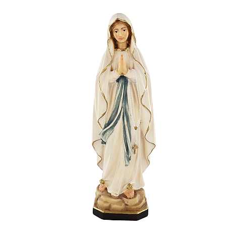 Statua della Madonna di Lourdes in legno dipinto a mano, linea da 15 cm - Demetz Deur