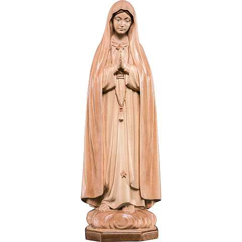 Statua della Madonna di Fátima in legno, 3 toni di marrone, linea da 15 cm - Demetz Deur