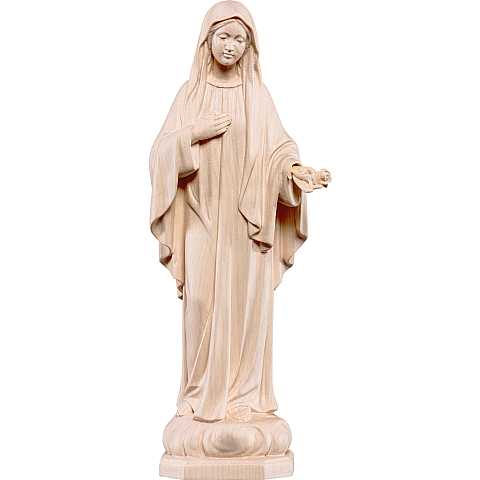 Statua della Madonna Madre della Pace in legno naturale, linea da 10 cm - Demetz Deur