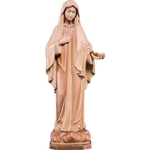 Statua della Madonna Madre della Pace in legno, 3 toni di marrone, linea da 15 cm - Demetz Deur