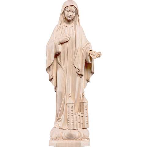 Statua della Madonna di Medjugorje in legno naturale, linea da 15 cm - Demetz Deur