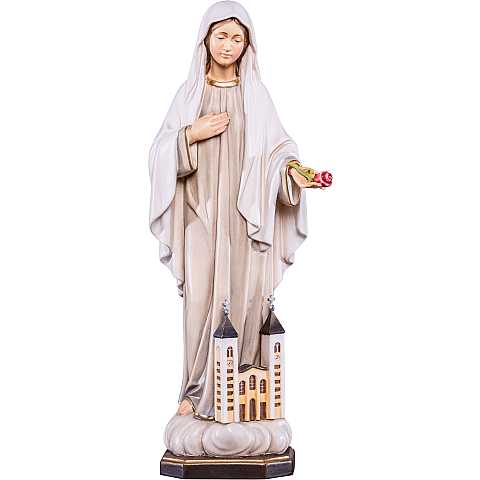 Statua della Madonna di Medjugorje in legno dipinto a mano, linea da 12 cm - Demetz Deur