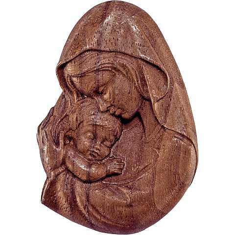Rilievo della Madonna Madre in Legno di Noce, Statua Murale da Appendere in Legno Naturale, Linea 6 Cm Circa - Demetz Deur