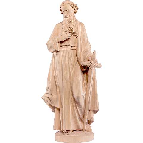 Statua di San Paolo in Legno, Rifinitura Naturale, Altezza 40 Cm Circa - Demetz Deur