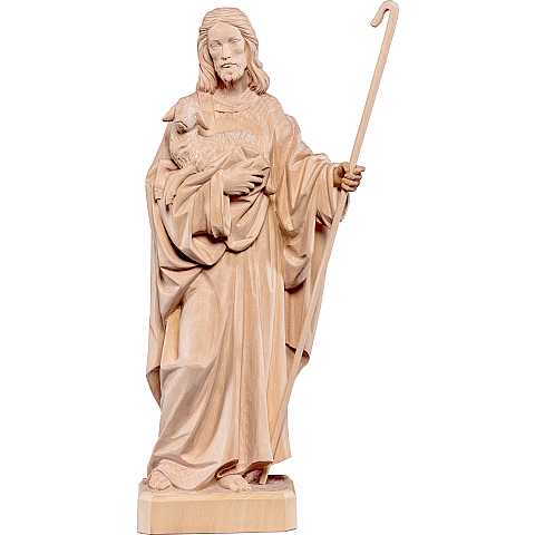 Statua di Gesù Buon Pastore senza pecore in Legno, Rifinitura Naturale, Altezza 40 Cm Circa - Demetz Deur