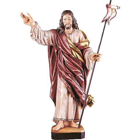 Statua di Cristo Risorto, Legno Colorato Dipinto a Mano, Altezza 40 Cm Circa - Demetz Deur	