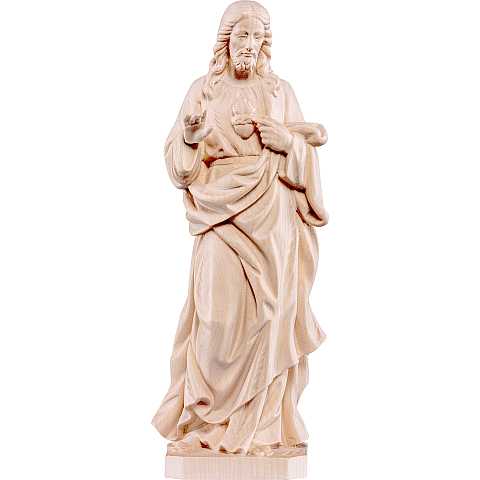 Statua del Sacro Cuore di Gesù in Legno, Rifinitura Naturale, Altezza 25 Cm Circa - Demetz Deur
