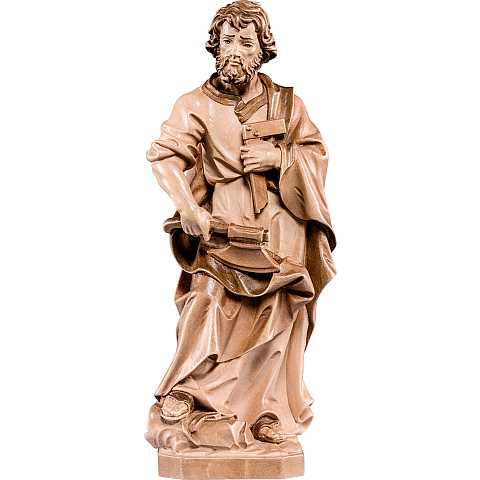 Statua di San Giuseppe artigiano in legno, 3 toni di marrone, linea da 15 cm - Demetz Deur